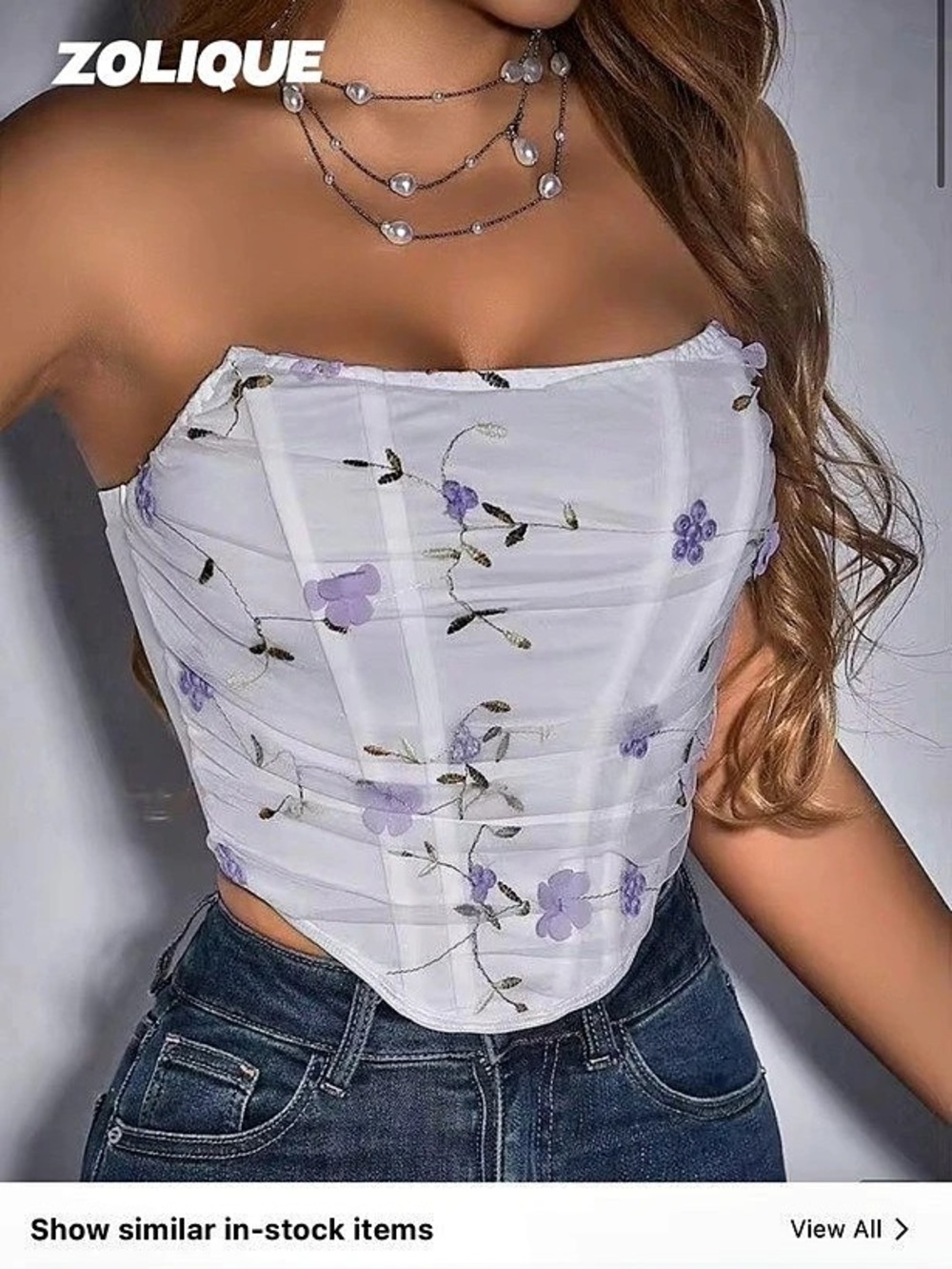 SHEIN Privé Elegant & Romantic Floral Embroidered Mesh Corset Privé Floral